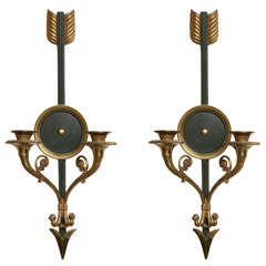 Pair of French Empire Style Arrow Sconces