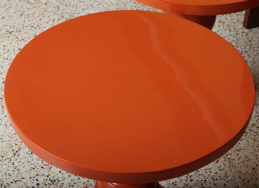 American 1960s  Burnt Orange Lacquered Architectural Side Tables