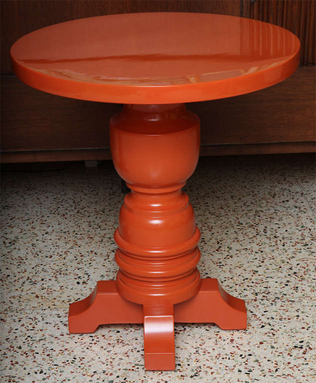 1960s  Burnt Orange Lacquered Architectural Side Tables In Good Condition In Miami, FL