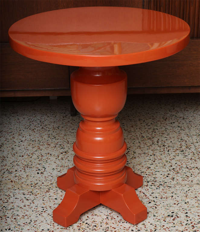 Mid-20th Century 1960s  Burnt Orange Lacquered Architectural Side Tables