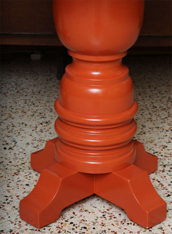 1960s  Burnt Orange Lacquered Architectural Side Tables 1