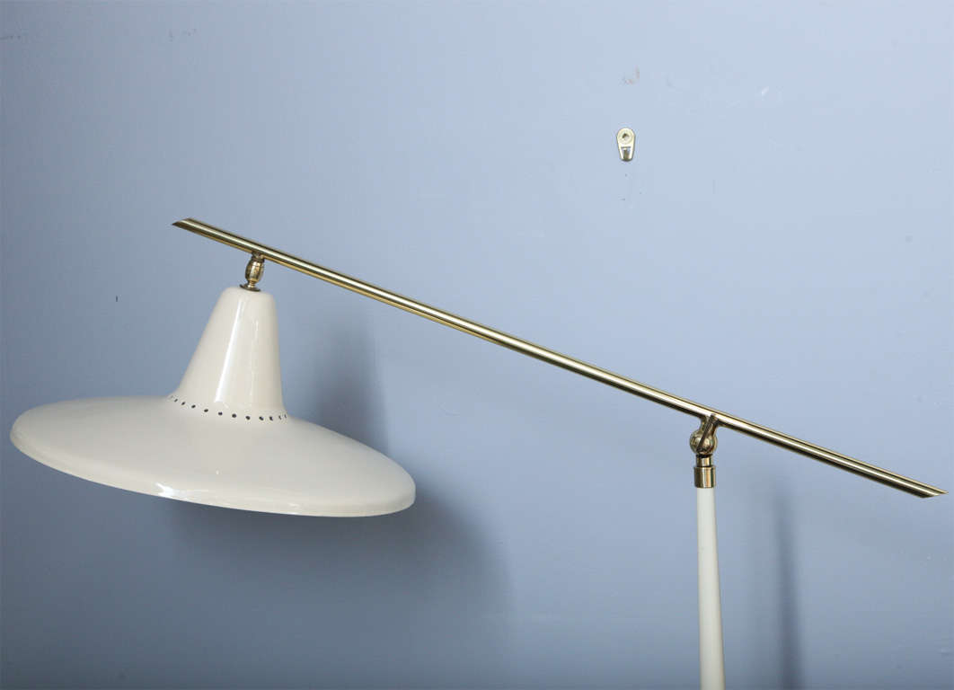 Mid-Century Modern Early Guiseppe Ostuni Tall and Elegant Single Cone Floorlamp