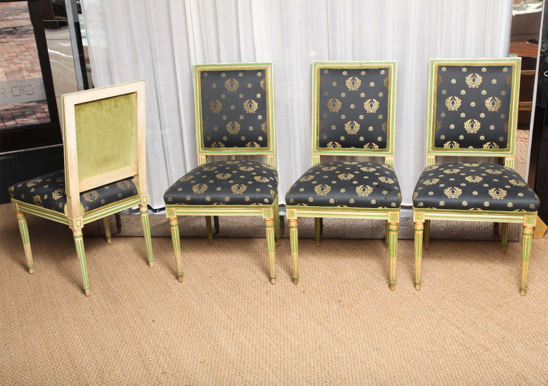 Set of Four Painted Louis XVI Style Chairs by Jansen In Excellent Condition In East Hampton, NY