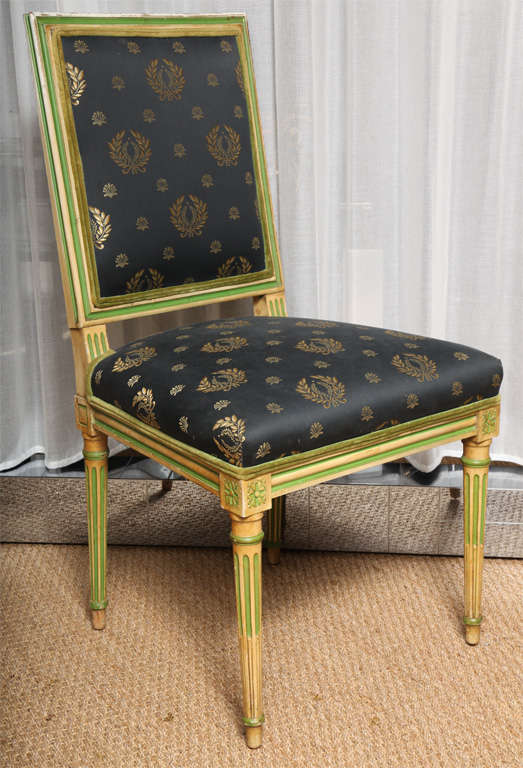 Set of Four Painted Louis XVI Style Chairs by Jansen 1