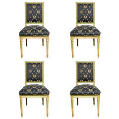Set of Four Painted Louis XVI Style Chairs by Jansen