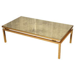 Polished Brass Etched Top Cocktail/Coffee Table by Rosseau
