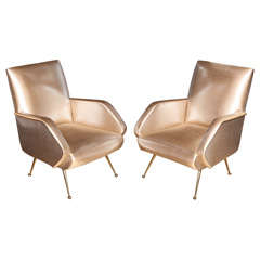 Glam Pair of Modernist French Armchairs