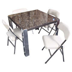 Karl Springer Table w/ Heavy Folding Chairs