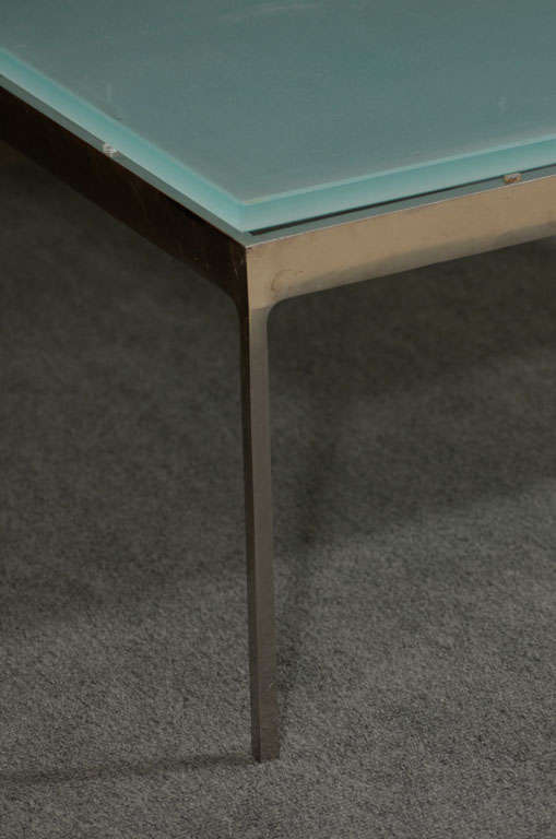Sleek Steel and Frosted Glass Coffee Table by Nicos Zographos at 1stDibs
