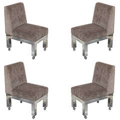Set of Four Signed Paul Evans Cityscape Dining Chairs