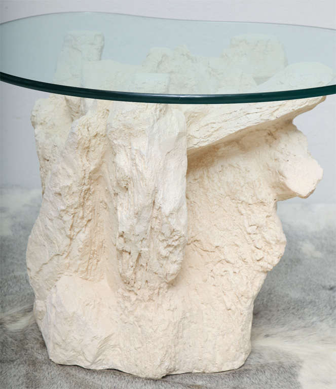 Late 20th Century Pair of Plaster Faux Rock Side Tables by Sirmos