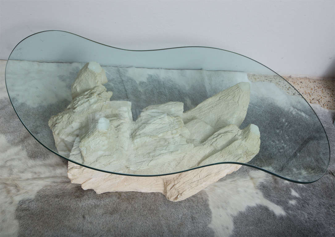 rock and glass coffee table