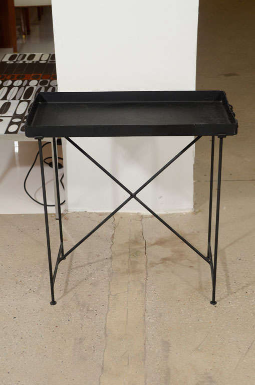 Black Iron Metal Table with removable Tray Top