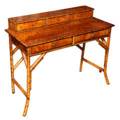 19th Century English Bamboo Desk with Five Drawers