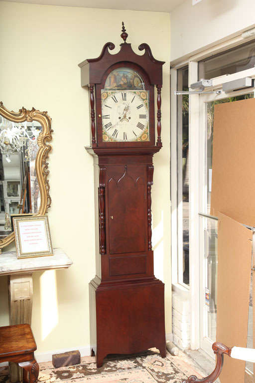 This is a very nice 8 day grandfather clock circa 1860.<br />
It has been fully restored the case and the mechanism,it's in working condition order,but i won't sell it as working,because some times when you ship a clock it can disturb the