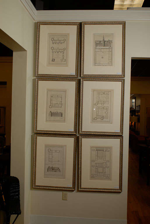 18th Century and Earlier Set of 6 French Antique Architectural Prints. c1790