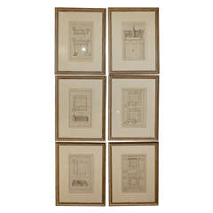 Set of 6 French Antique Architectural Prints. c1790