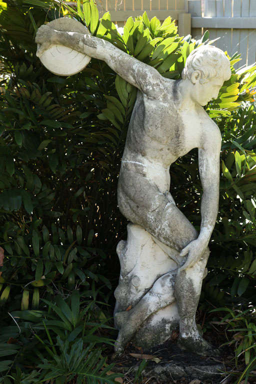 Classically inspired 50's cement discus thrower.