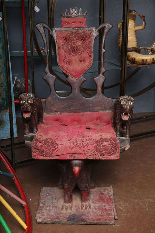 Unknown Carved Folk Art Ceremonial Chair