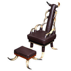 Victorian Horn Chair & Ottoman