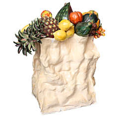 Ceramic "Bag of Fruit/Vegetables" Sculpture