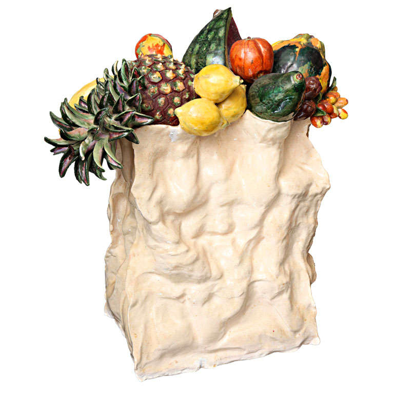 Ceramic "Bag of Fruit/Vegetables" Sculpture at 1stDibs