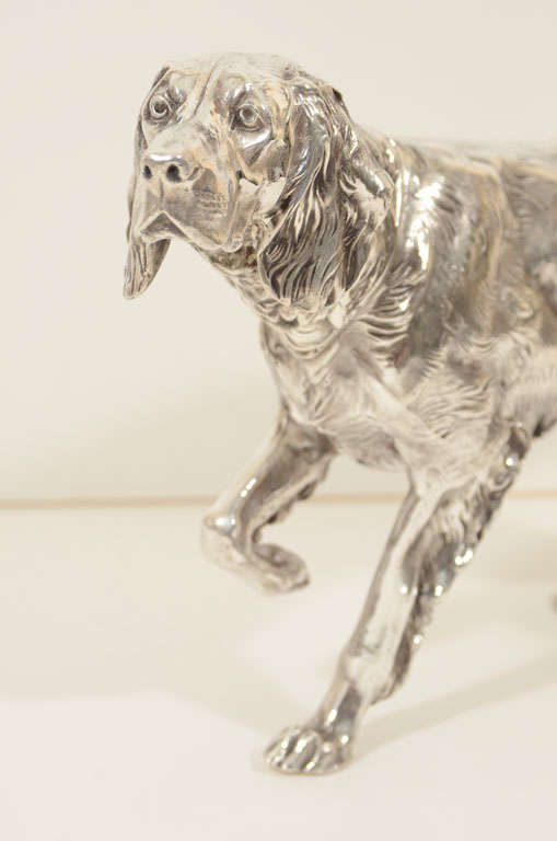 American Large Silver-Plated Dog Sculpture by Jennings Brothers