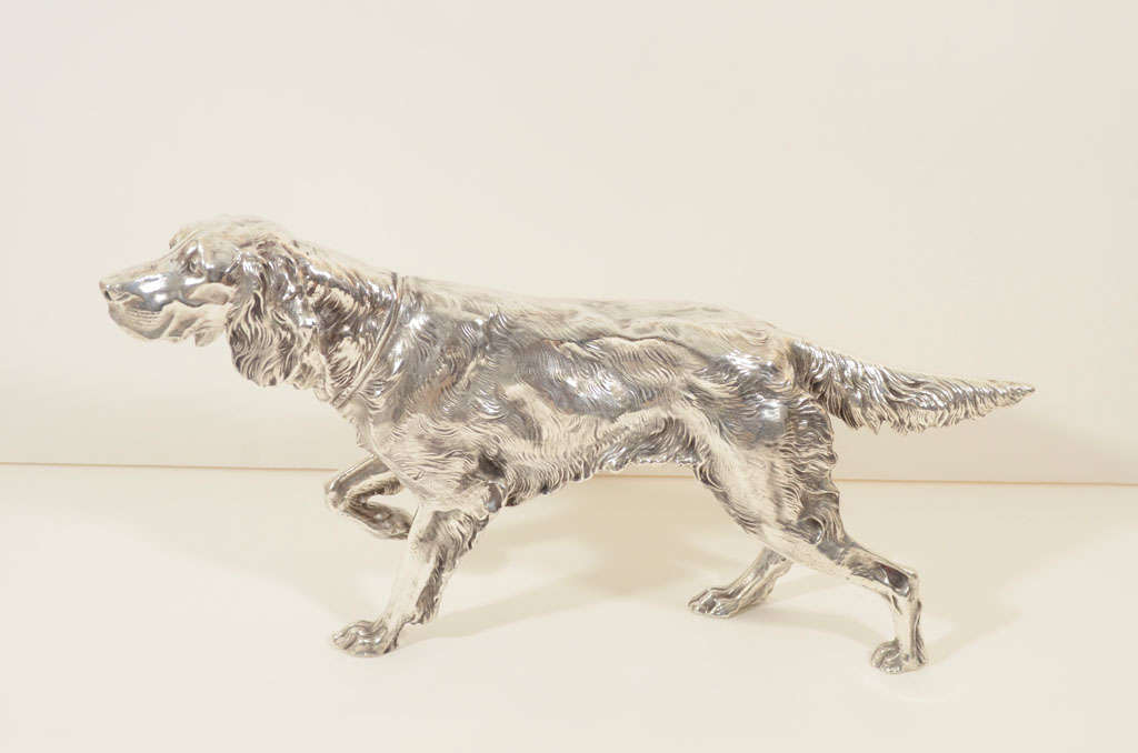 Large Silver-Plated Dog Sculpture by Jennings Brothers In Excellent Condition In New York, NY