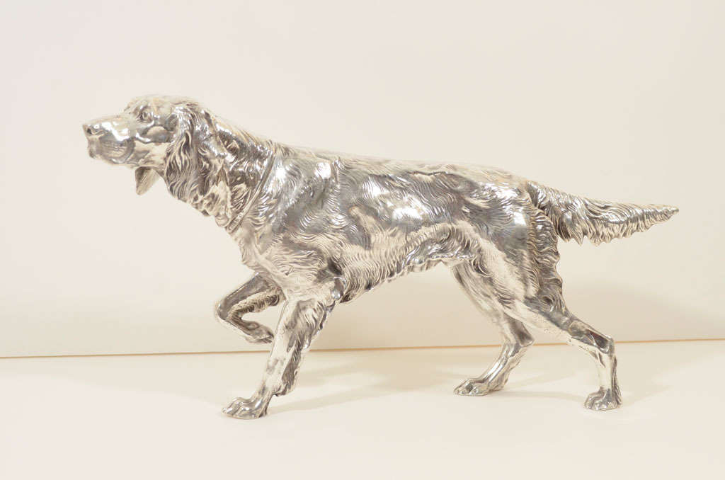 20th Century Large Silver-Plated Dog Sculpture by Jennings Brothers