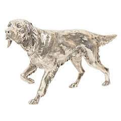 Large Silver-Plated Dog Sculpture by Jennings Brothers