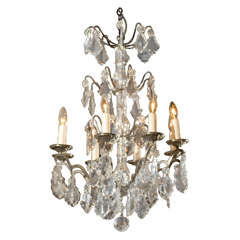 Bacarrat Chandelier with Silver Frame