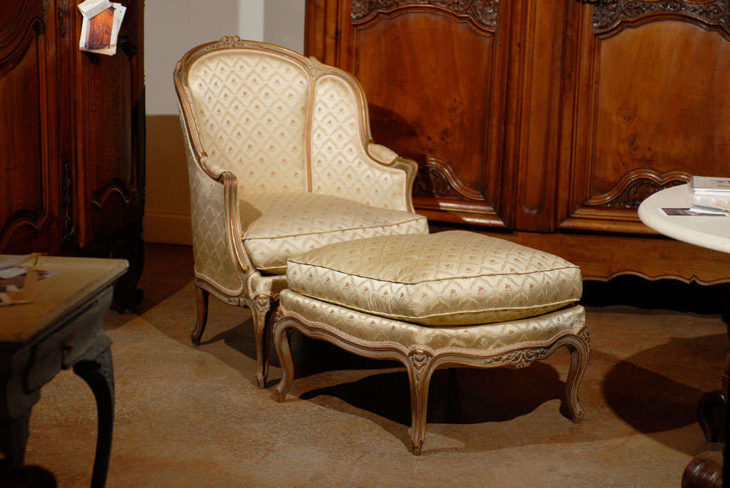 French Two Piece Duchesse Brisee- Louis XV Style- Upholstered in Floral Fabric. This Piece is an Antique and is One of a Kind. Please Refer to our Website for our complete selection of inventory- jadamsantiques.com
