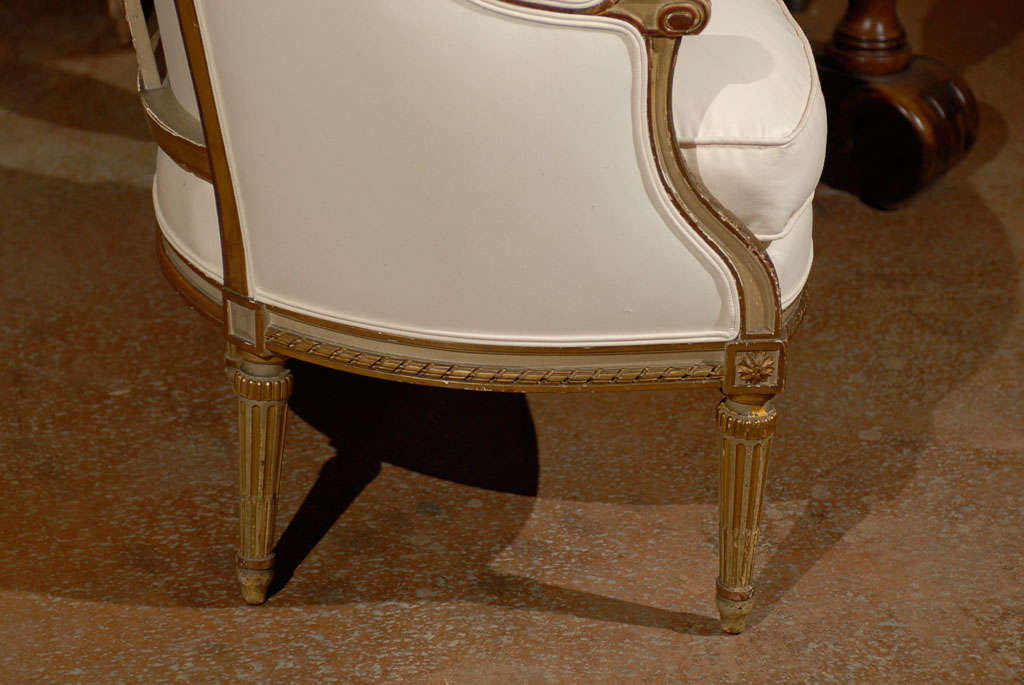 French Louis XVI Style Barrel Back Gilt  Bergère Chair from the 19th Century 2