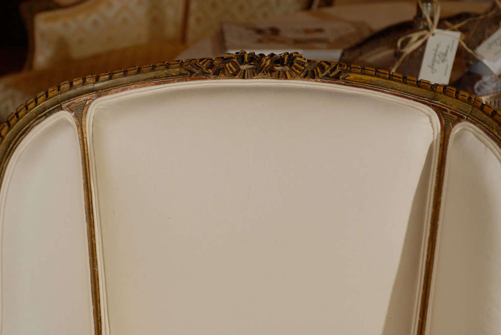 French Louis XVI Style Barrel Back Gilt  Bergère Chair from the 19th Century 3