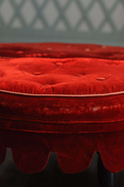 Red Velvet Ottoman With Pair Of Bolsters 6