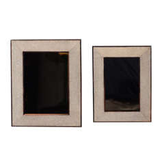 Pair of Exquiste Shagreen Picture Frames with Walnut Trim