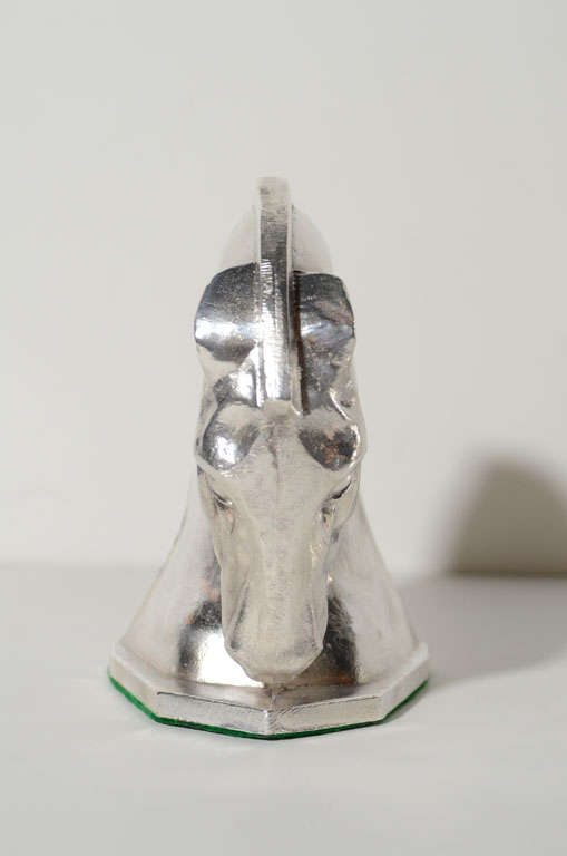 Pair of Art Deco Stylized Horse Head Bookends in Silverplate 1