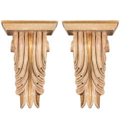 Pair of Architectural Baroque Style Corbels with Hand-Carved Design