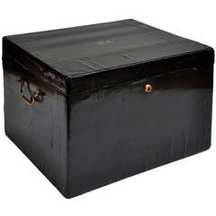 Antique China Trade Black Lacquer Tea Box, Circa 1860