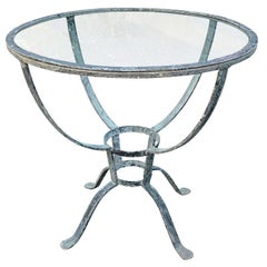 Addison Mizner Iron Table with Glass Top Outdoor Dining