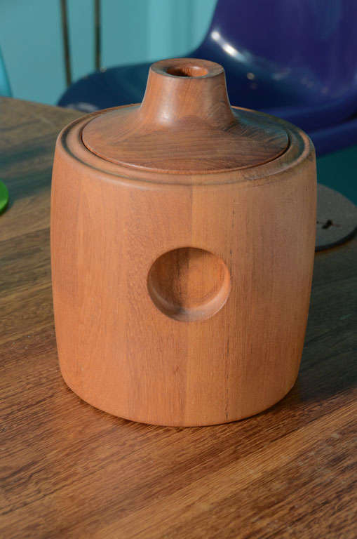 Henning Koppel Teak Icebucket with Lid and Black Liner