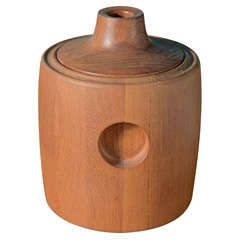 Henning Koppel Teak Icebucket with Lid and Black Liner