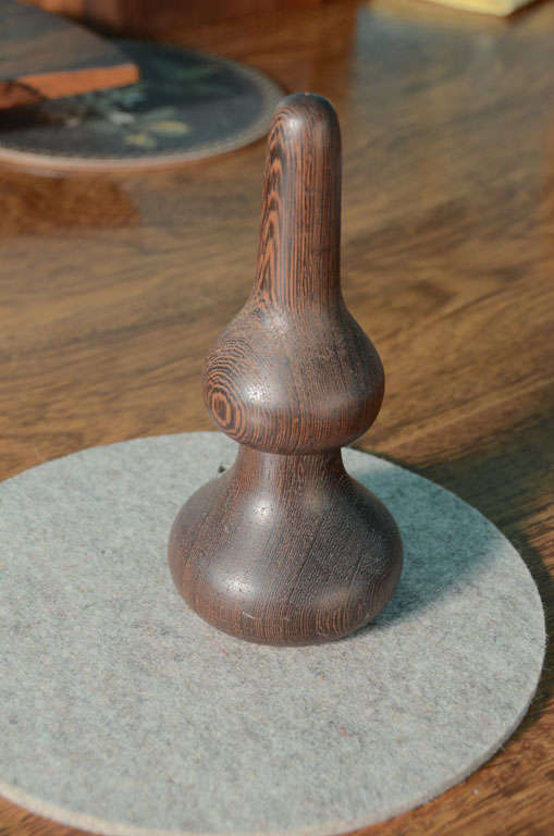 Rare Wood - Wenge Double-gourd Shaped Pepper Mill designed by Jens Quistgaard.
Combination pepper mill (with Peugeut Lion grinder) and salt.  Stamped with JHQ, Denmark.