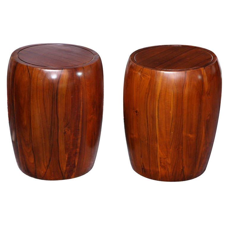 Pr/solid Teak  STOOLS  Or Side Tables Handturned