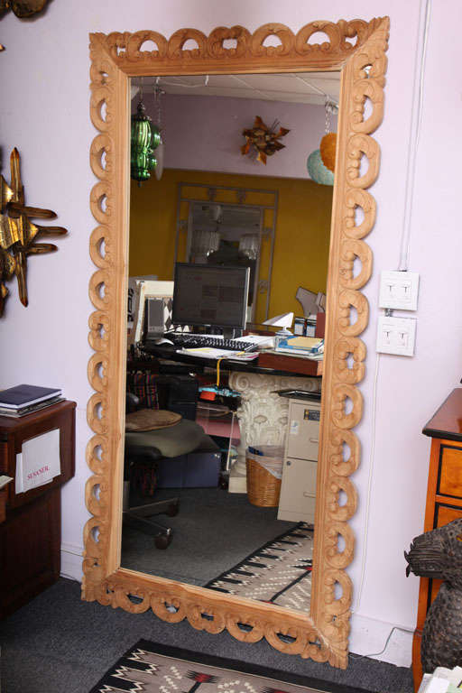 Huge Exotic Wood Mirror, Hand-Carved Artisan, Bali Indonesia In Excellent Condition In Miami, Miami Design District, FL