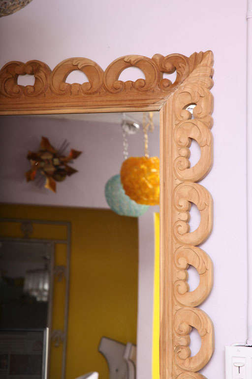 20th Century Huge Exotic Wood Mirror, Hand-Carved Artisan, Bali Indonesia