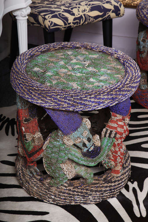 Antique Cameroon Royal Beaded Stool(pr.available)