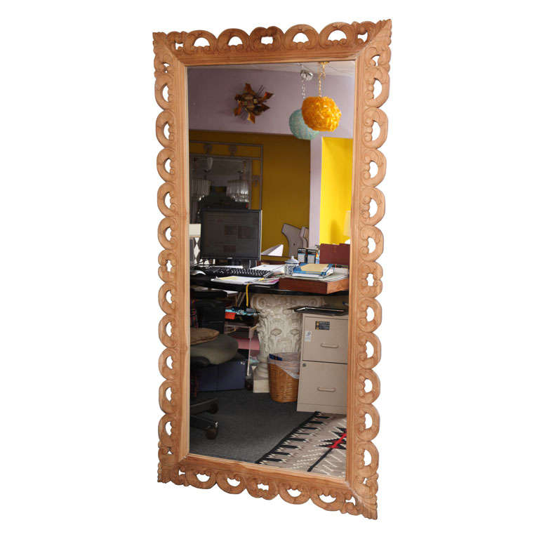 Huge Exotic Wood Mirror, HandCarved Artisan, Bali Indonesia at 1stdibs