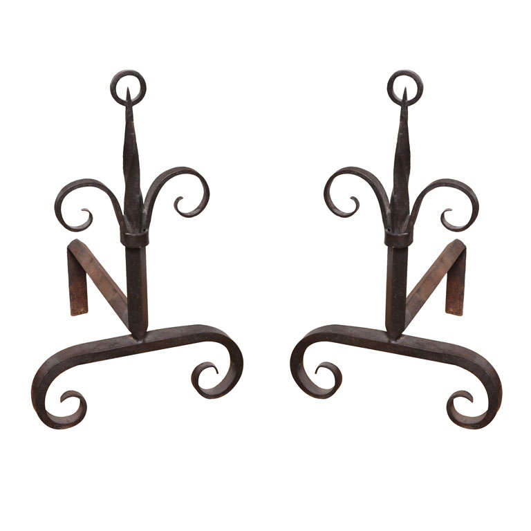 Large Fleur De Lis Andirons