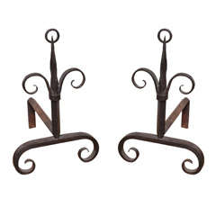 Large Fleur De Lis Andirons